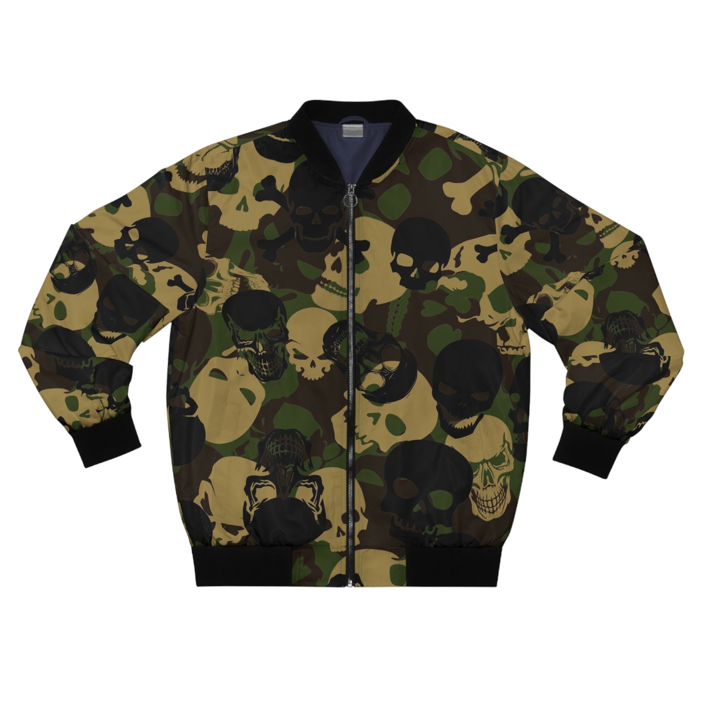 Men's Skull Camo Bomber Jacket - Edgy Design for Casual Style