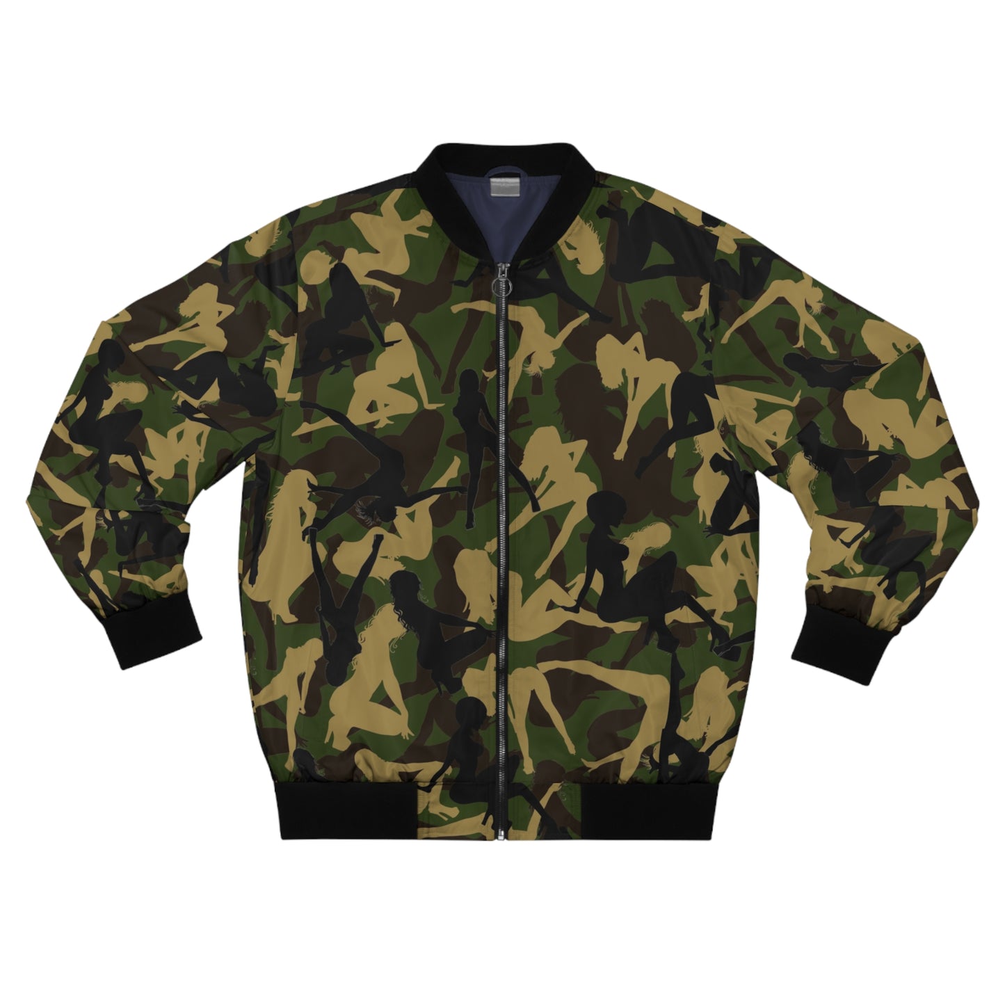 Men's Camo Bomber Jacket - Bold Silhouette Design for Street Style