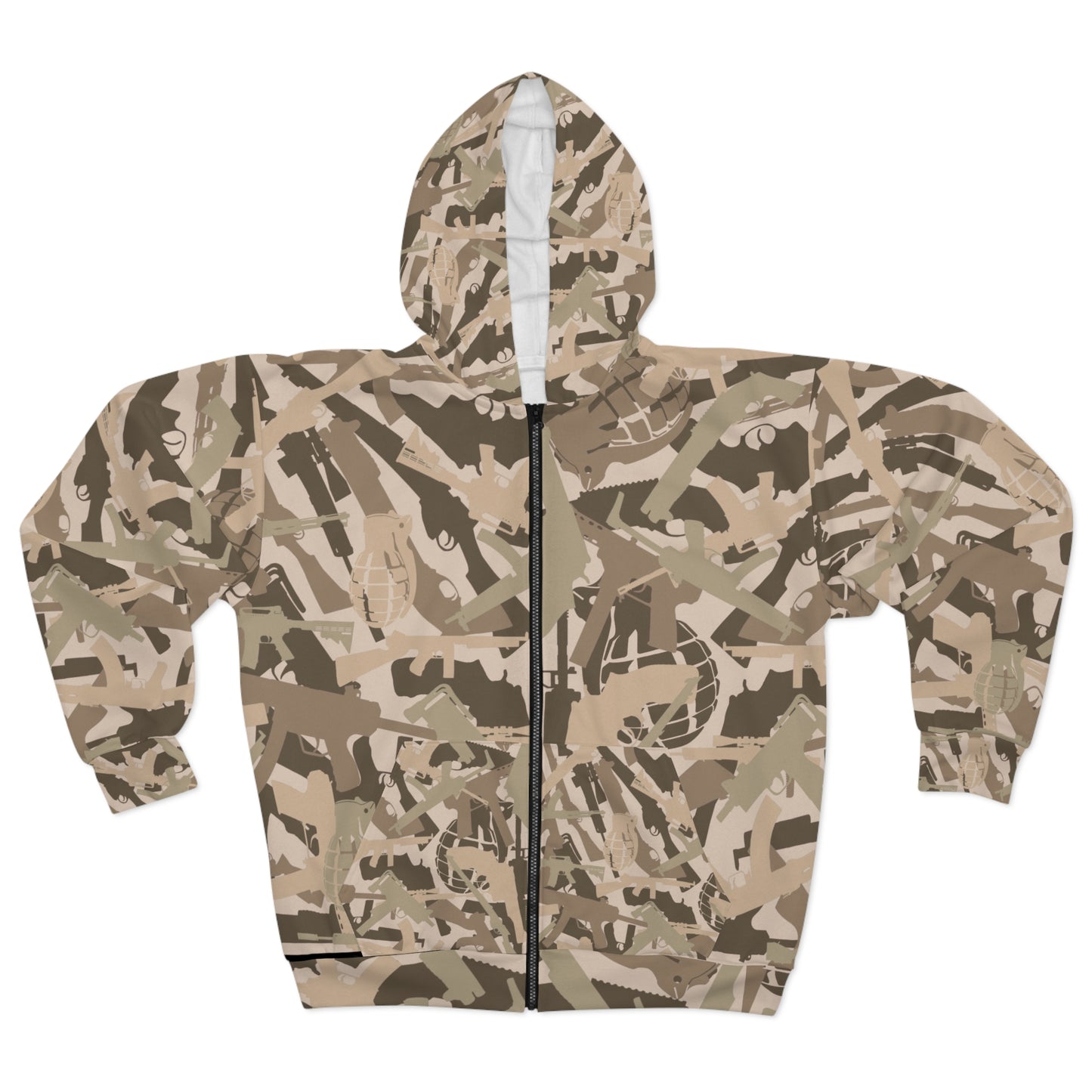Unisex Military Print Zip Hoodie - Camouflage Design for Adventurers and Outdoor Enthusiasts