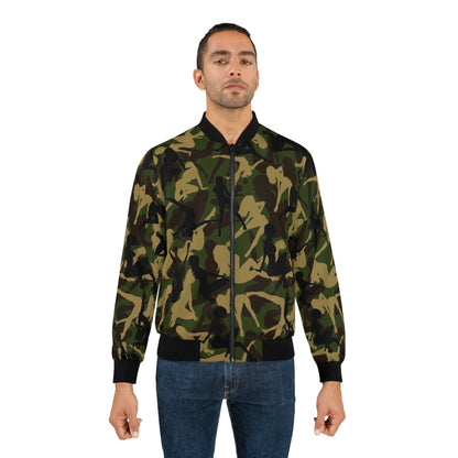 Men's Camo Bomber Jacket - Bold Silhouette Design for Street Style