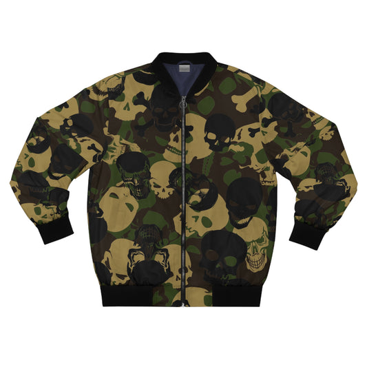 Men's Skull Camo Bomber Jacket - Edgy Design for Casual Style
