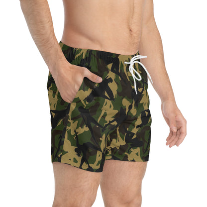 Stylish Silhouette Swim Trunks - Trendy Camo Beachwear for Summer Fun