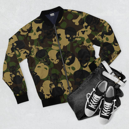 Men's Skull Camo Bomber Jacket - Edgy Design for Casual Style
