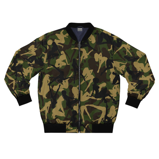 Men's Camo Bomber Jacket - Bold Silhouette Design for Street Style