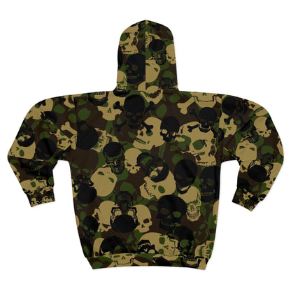 Skull Camo Unisex Zip Hoodie | Edgy Streetwear for Halloween & Everyday Style