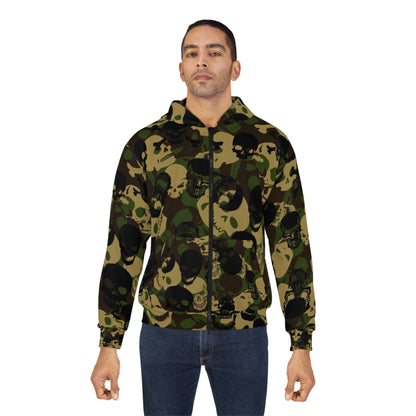 Skull Camo Unisex Zip Hoodie | Edgy Streetwear for Halloween & Everyday Style