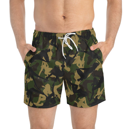Stylish Silhouette Swim Trunks - Trendy Camo Beachwear for Summer Fun